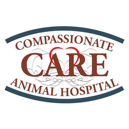 Logo of Compassionate Care Animal Hospital featuring the name and a stylized heart design.